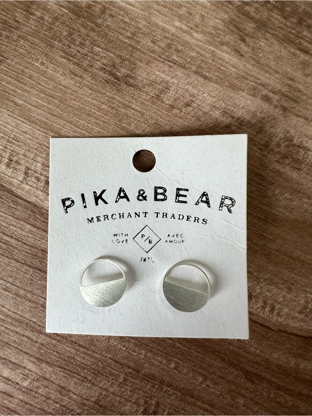 Pika & Bear Silver Two-Tone Round Stud Earrings